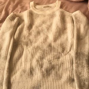 White/silver off the shoulder knitted shirt